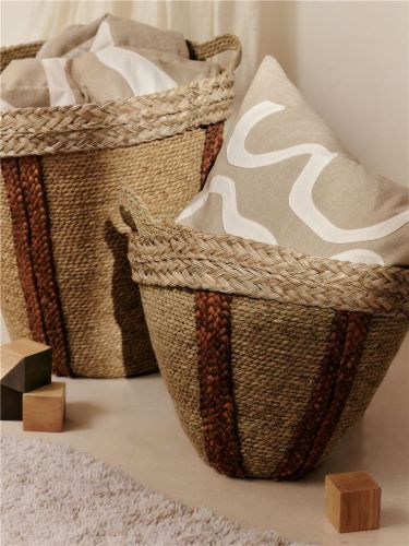 Ferm Living Mar Wove Baskets Set of 2 - Natural/Red Brown 