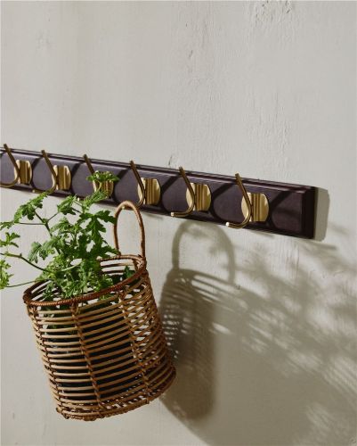Nordal Edgy Knagerække m. 8 Knager L: 90 cm - Brass/Mørkebrun
