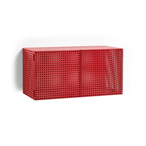 HAY Perforated Wall Cabinet Small 45x89 cm - Steel/Wine Red