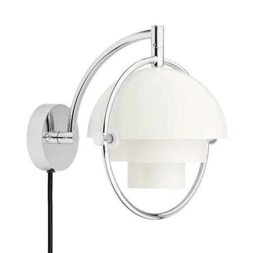GUBI Multi-Lite Wall Lamp Ø: 15 cm - Chrome/White Semi Matt