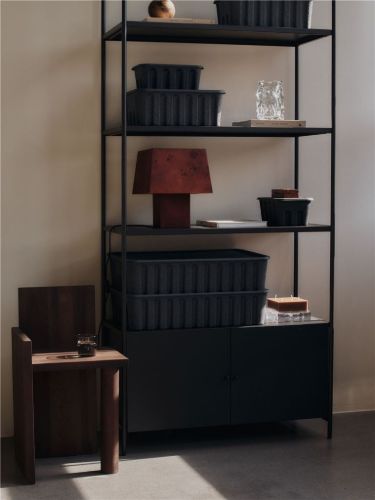 Ferm Living Paper Pulp Box Set Of 2 Large H: 15 cm - Charcoal