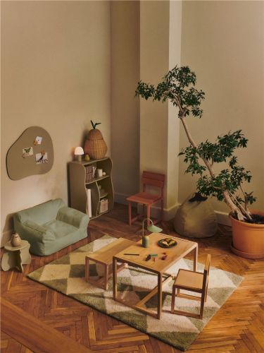 Ferm Living Billow Bean Bag B: 80 cm - Økologisk Bomuld/Tea Green  