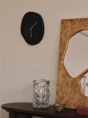 Ferm Living Melt Wall Clock 28x33 cm - Black Marble