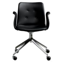 Billede af Bent Hansen Primum Armstol m. Drejestel+Hjul - Zenzo 207 Sort Læder/Metalben