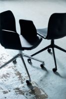 Billede af Bent Hansen Primum Armstol m. Drejestel+Hjul - Zenzo 207 Sort Læder/Metalben