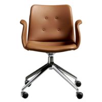 Billede af Bent Hansen Primum Armstol m. Drejestel+Hjul - Zenzo 223 Cognac Læder/Metalben