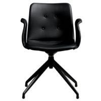 Billede af Bent Hansen Primum Armstol  Drejestel - Zenzo 207 Sort Læder/Sort Metalben