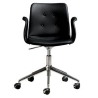 Billede af Bent Hansen Primum Armstol Højdejusterbar m. Drejestel+Hjul - Zenzo 207 Sort Læder/Metalben