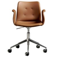 Billede af Bent Hansen Primum Armstol Højdejusterbar m. Drejestel+Hjul - Zenzo 223 Cognac Læder/Metalben