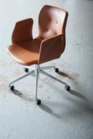 Billede af Bent Hansen Primum Armstol Højdejusterbar m. Drejestel+Hjul - Zenzo 223 Cognac Læder/Metalben