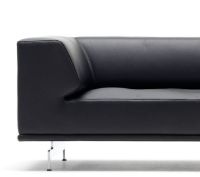Billede af Fredericia Furniture 4511 Delphi 3 Pers. Sofa L: 240 cm - Sort Læder/Aluminium