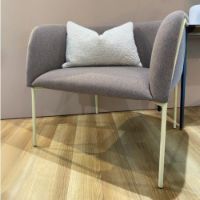 Billede af Hübsch Loungestol Polyester H: 78 cm - Brun/Lysegul UDSTILLINGSMODEL 