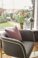 Billede af Hübsch Loungestol Polyester H: 78 cm - Brun/Lysegul UDSTILLINGSMODEL 