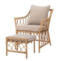 Billede af Bloomingville Belluce Loungestol m. Taburet H: 82 cm - Natur Flettet Polyrattan