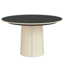 Billede af Skovby SM33 Spisebord inkl. 3 stk. Tillægsplader Ø: 123-149 cm - Hvidolieret Eg/Sort Laminat