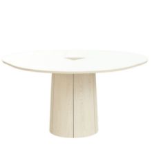 Billede af Skovby SM33 Spisebord inkl. 3 stk. Tillægsplader Ø: 123-149 cm - Hvidolieret Eg/ Hvid Laminat