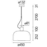 Billede af FLOS Bellhop Glass Pendel S2 Ø: 45 cm - Hvid Glas/Aluminium