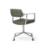 Billede af Vipp 453 Swivel Stol m. Hjul - Aluminium/Bosco Green Læder 