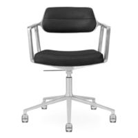 Billede af Vipp 453+ Swivel Stol m. Hjul - Aluminium/Sort Læder