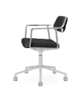 Billede af Vipp 453+ Swivel Stol m. Hjul - Aluminium/Sort Læder