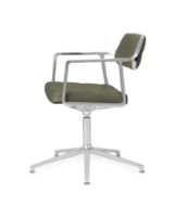 Billede af Vipp 453+ Swivel Stol u. Hjul - Aluminium/Bosco Green Læder