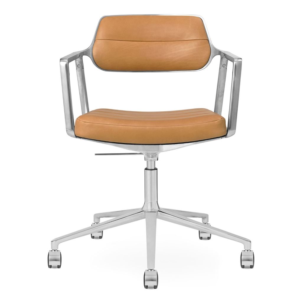 Billede af Vipp 453+ Swivel Stol m. Hjul - Aluminium/Camel Leather