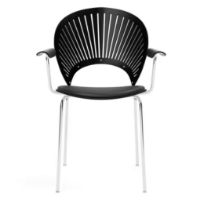 Billede af Fredericia Furniture 3397 Trinidad Armstol Sædepolstret - Sortlakeret Eg/Sort Primo Læder/Krom