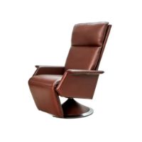 Billede af BERG Furniture Ato Lænestol SH: 45 cm - Mat Krom/Nordic Brun Læder