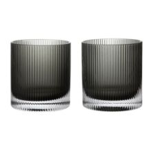 Billede af Ferm Living Ripple Tumbler Glasses 25 cl Set of 2 - Glass/Smoked Grey