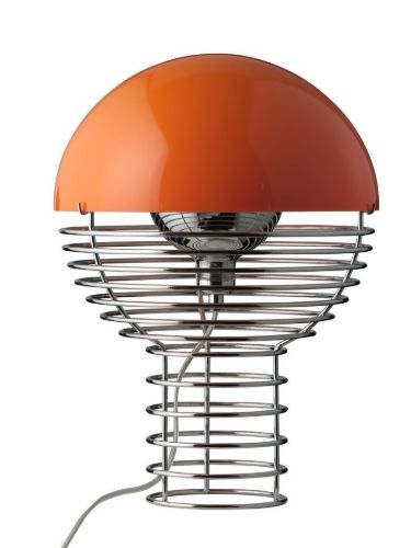 Verpan Wire Table Lamp Ø: 30 cm - Chrome/Orange 