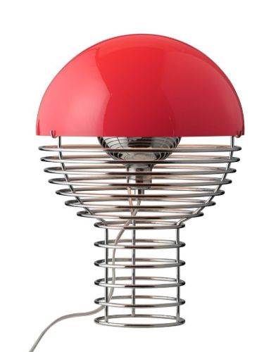 Verpan Wire Table Lamp Ø: 30 cm - Chrome/Red 