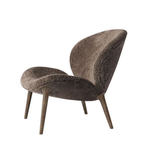 Vipp 469 Lodge Lounge Chair Low H: 77 cm - Dark Oak/Sheepskin Curly Umber