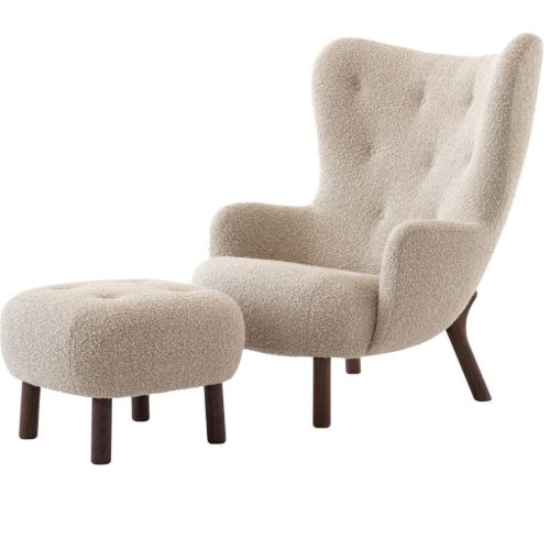 &Tradition Petra VB3 Lounge Chair & Pouf  - Oiled Walnut/Karakorum 003