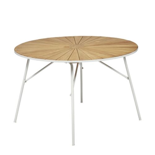 Mandalay Marguerit Havebord Ø: 110 cm - Teak/Hvid