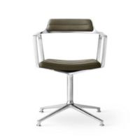 Billede af Vipp 452 Swivel Stol m. Gliders - Aluminium /Bosco Green Leather