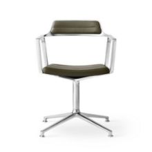 Billede af Vipp 452 Swivel Stol m. Gliders - Aluminium /Bosco Green Leather