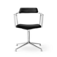 Billede af Vipp 452 Swivel Stol m. Gliders - Aluminium/Black Aniline Leather 