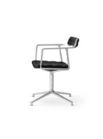 Billede af Vipp 452 Swivel Stol m. Gliders - Aluminium/Black Aniline Leather 