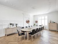 Billede af Skovby SM63 Spisebordsstol H: 88 cm - Hvidolieret Eg / Sort Læder