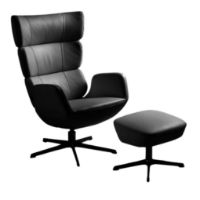 Billede af Conform Turtle Lænestol inkl. Fodskammel SH: 42cm - Sort/Aluminium