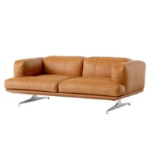 Billede af &Tradition Inland AV22 2 Seater Sofa - Noble Cognac Leather/Chrome Ben