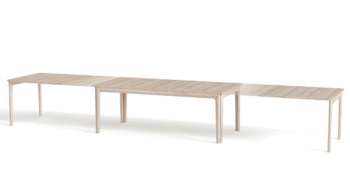 Skovby SM27 Spisebord inkl. 3 Tillægsplader 101 x 205 cm - Hvidolieret Eg