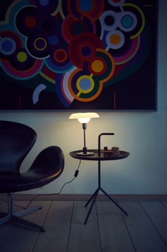 Piet Hein RA 250 Bordlampe H: 33,6cm - Opal/Krom