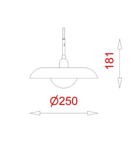 Piet Hein RA 250 Pendel Ø: 25 cm - Hvid/Sort Ledning