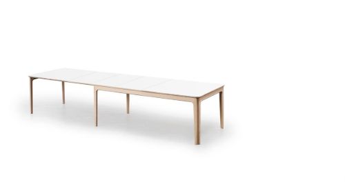 Skovby SM26 Spisebord inkl. 3 Tillægsplader 101 x 155 cm - Hvid Laminat / Hvidolieret Eg