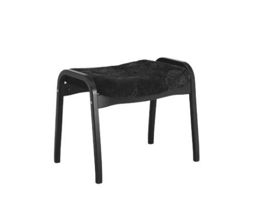 Swedese Lamino Fodskammel H: 48 cm - Sortbejdset Ask/Sort Fåreskind