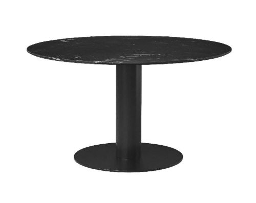 GUBI 2.0 Dining Table Ø: 130 cm - Black Base/Marple Black Top