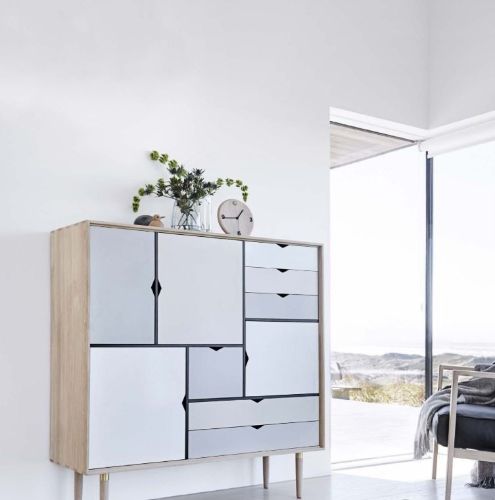 Andersen Furniture S3 Skænk 132x131 cm - Sort/Flerfarvet front