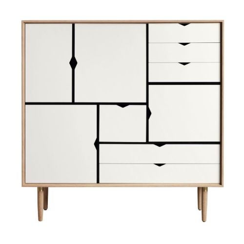 Andersen Furniture S3 Skænk 132x131 cm - Sæbebehandlet Eg/Hvid Front