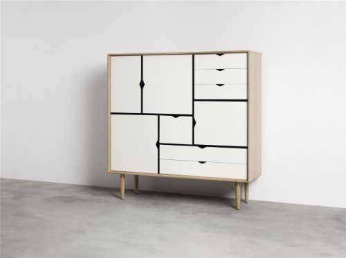 Andersen Furniture S3 Skænk 132x131 cm - Sæbebehandlet Eg/Hvid Front